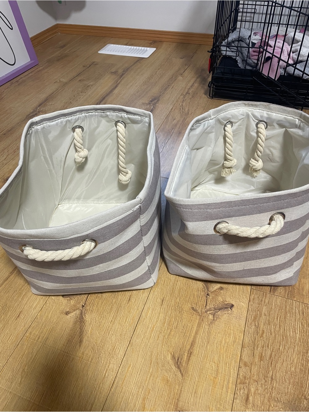Striped Cotton Rope Storage Bins - Set of 2